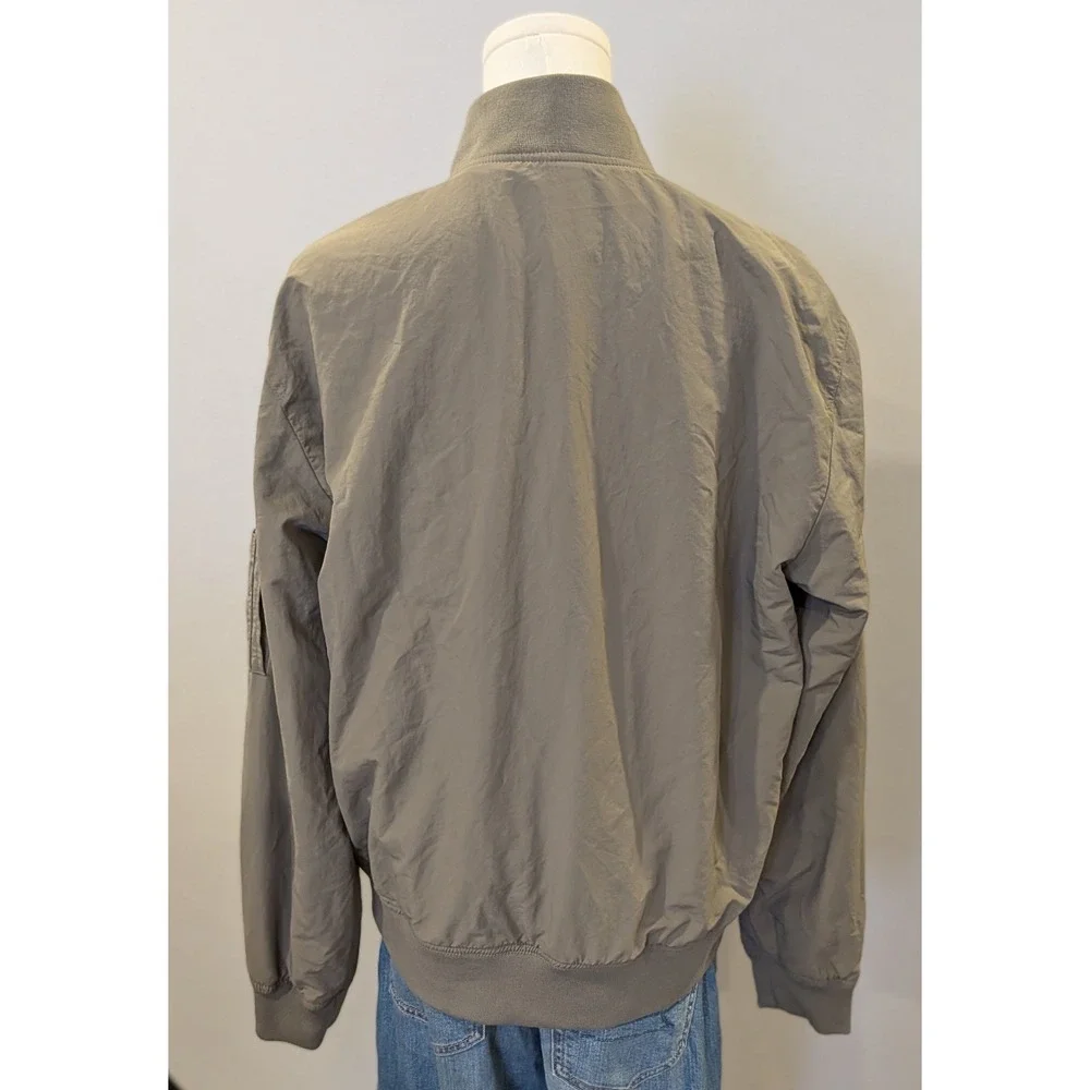 Banana Republic Men's Bomber Jacket Gray Full Zip Water Resistant Medium NWT